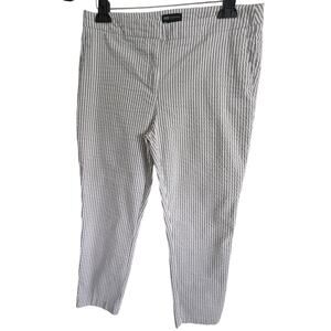Jones New York Womens 12 Gray White Vertical Striped‎ Cropped Career Pants